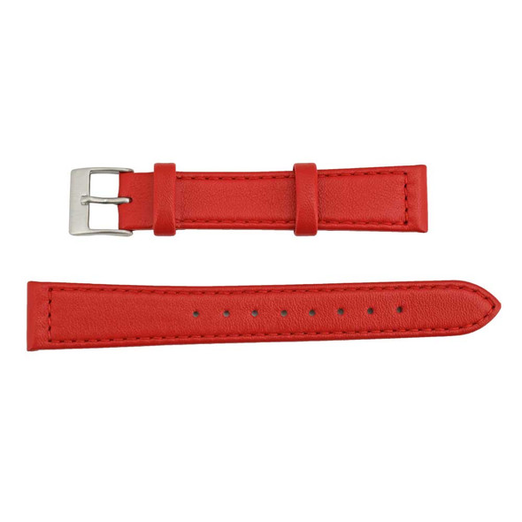 Flat Watch Band 18mm Classic Calf Red Leather 7 5/8 Inch Length