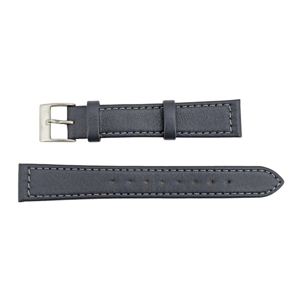 Flat Watch Band 18mm Classic Calf Grey Leather 7 5/8 Inch Length