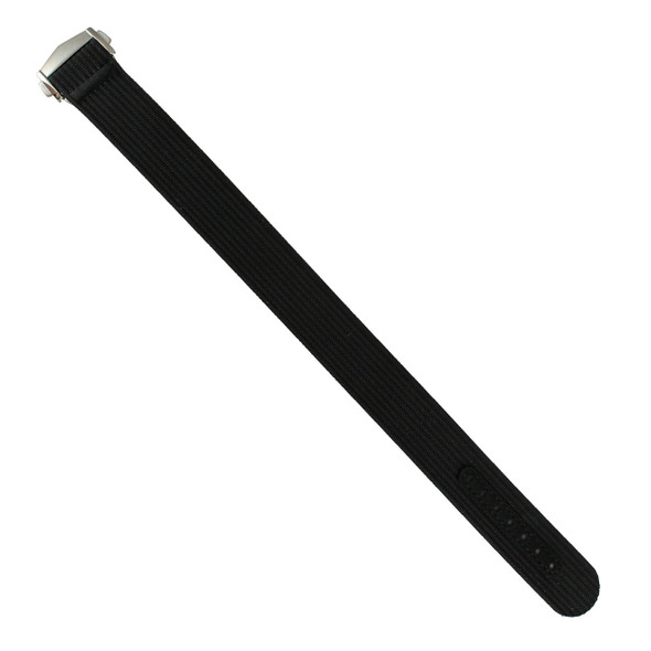 Black Ribbed Nylon Watch Band with Deployant Clasp 20mm Strap 9 14/16 Inch Length