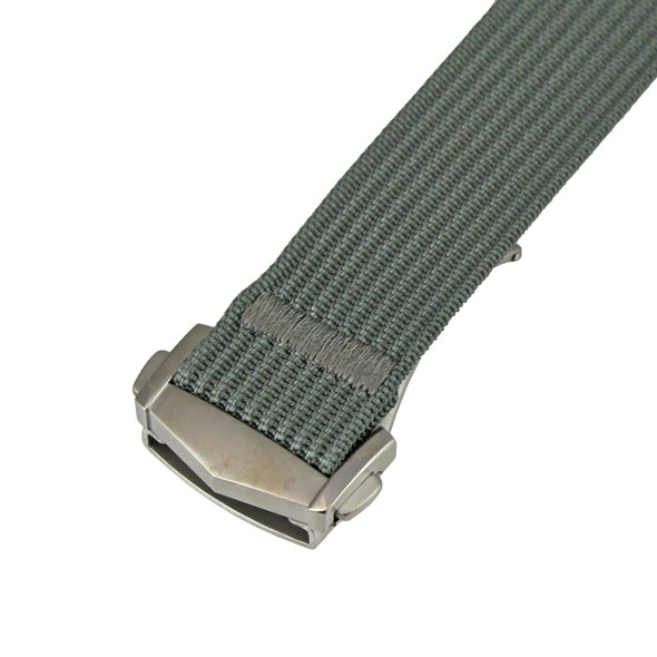 Grey Ribbed Nylon Watch Band with Deployant Clasp 18mm Strap 9 14/16 Inch Length