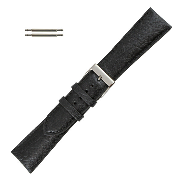 Black 21mm Soft Padded Leather Watch Strap  7 7/8 Inch Length