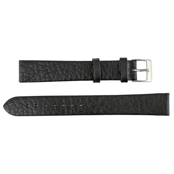 Watch Band 20mm Black Soft Flat Leather Classic Calf 8 1/2 Inch Length