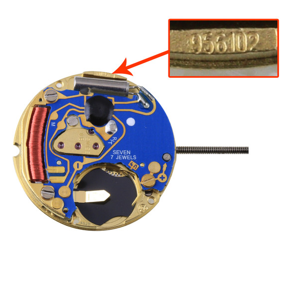 ETA® 3 Hand Quartz Watch Movement 956.102.0 Low Canon Pinion Overall Height 4.0mm