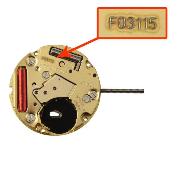 ETA® 2 Hand Quartz Watch Movement F03.115-2.0/6 Replaces F03.111-2.0/6 Date At 6:00 Low Canon Pinion Overall Height 3.3mm