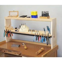 Shelfmate bench shelf for holding jewelry