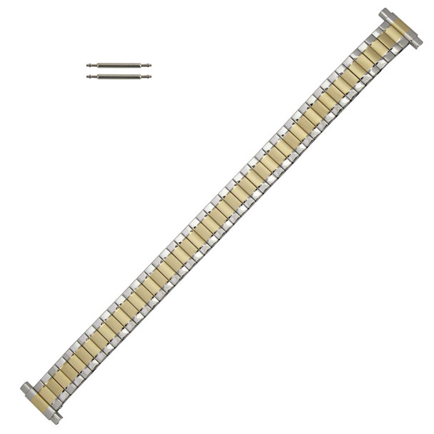 Metal Watch Band 6 to 10 Inch Length Expansion Style Two Tone Color Expandable Ends 10 to 14mm