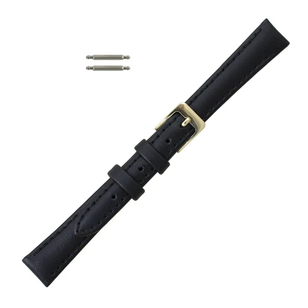 Watch Band Black Leather Classic Calf Style 10MM