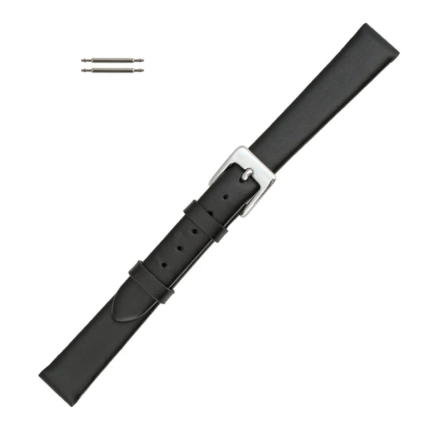 Smooth Black Leather Watch Band 12mm Smooth Calf Style 7 Inch Length