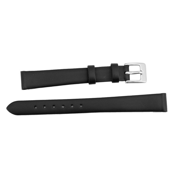 14mm Leather Watch Band Black Smooth Calf 6 1/2 Inch Length