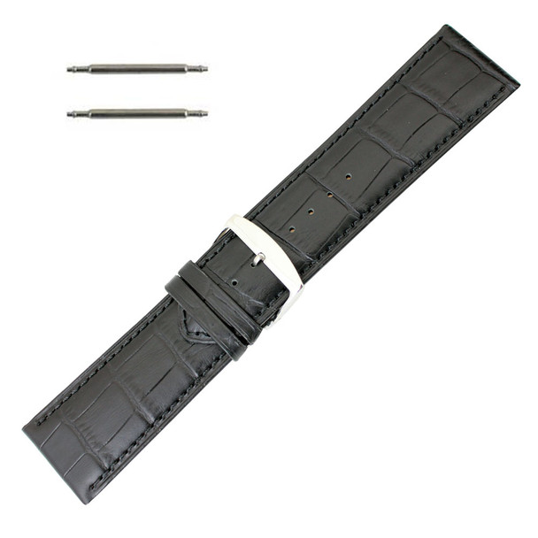 28mm classic grain extra wide black leather watch band