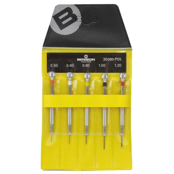 Bergeon Set of Five Swiss Watchmakers Screwdrivers in Pouch