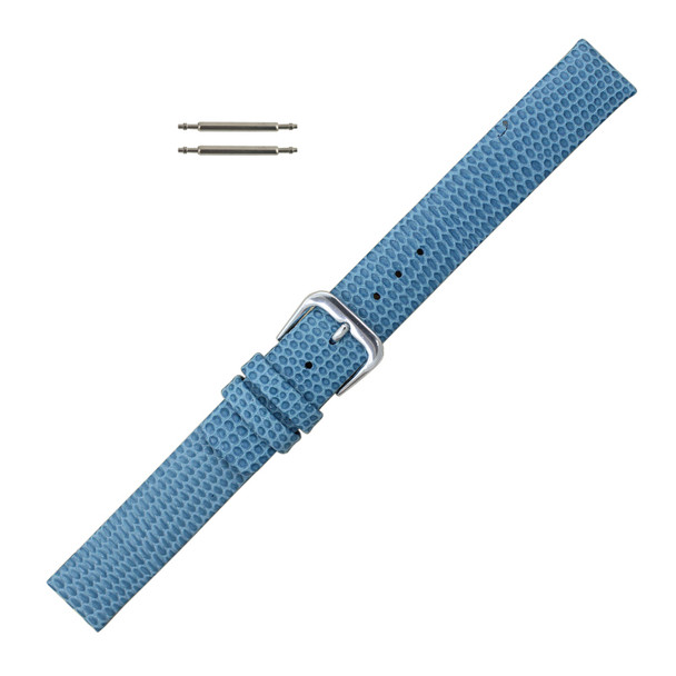 12mm Leather Watch Band Light Blue Flat Lizard Grain 6 7/8 Inch Length