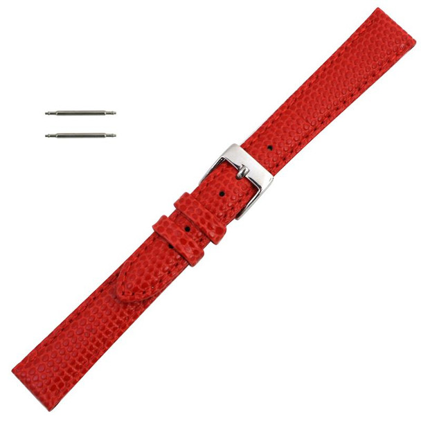 12mm Watch Band Red Lizard Grain Leather 6 7/8 Inch Length