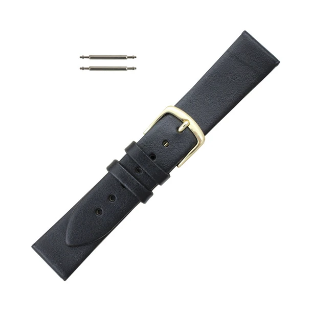 Hadley Roma 20mm Black Leather Watch Band 6 5/8 Inch Length