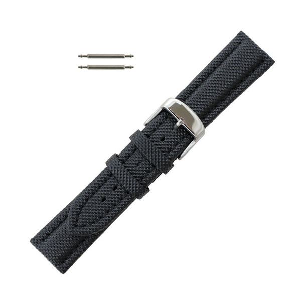 Hadley Roma Sport Watch Band Anti-Ballistic Material 22mm Black 7 7/8 Inch Length