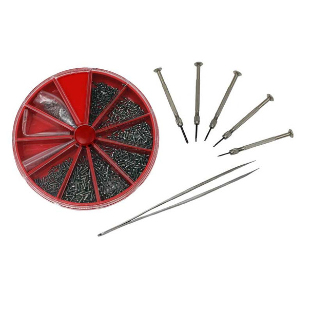 Eyeglass and Watch Screw Assortment 1000 Pieces with Screwdriver Set