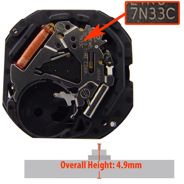 Genuine Seiko 7N33 quartz watch movement with day/date display
