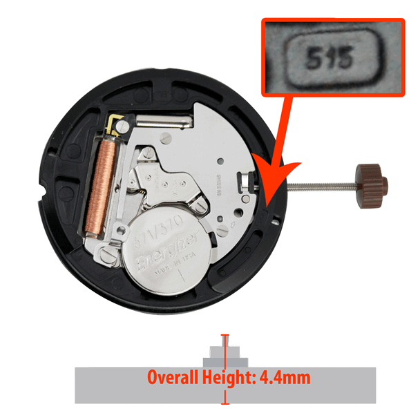 Harley Ronda 3 Hand Quartz Watch Movement HQ515 Date Dial White Overall Height 4.40mm