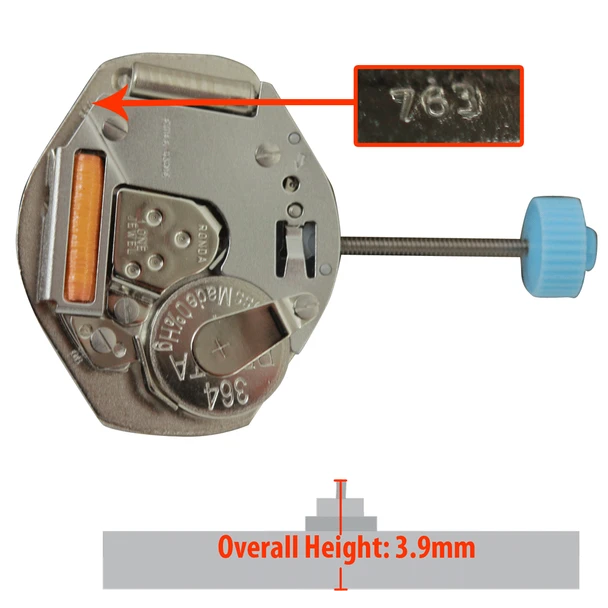 Harley Ronda 3 Hand Quartz Watch Movement HQ763 Overall Height 3.9mm