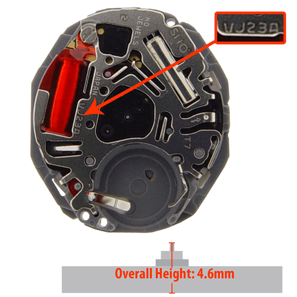 Hattori Japan Watch Movement VJ23 Quartz Movements Overall Height 4.6mm
