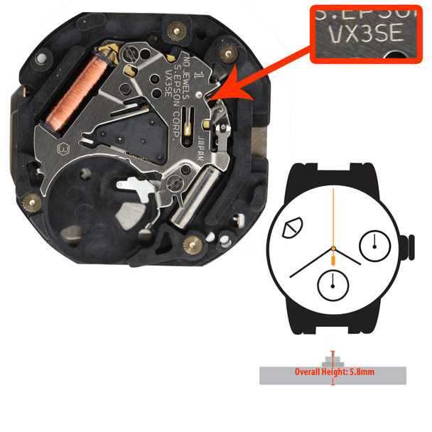 Hattori Japan Watch Movement VX3S Quartz Movements