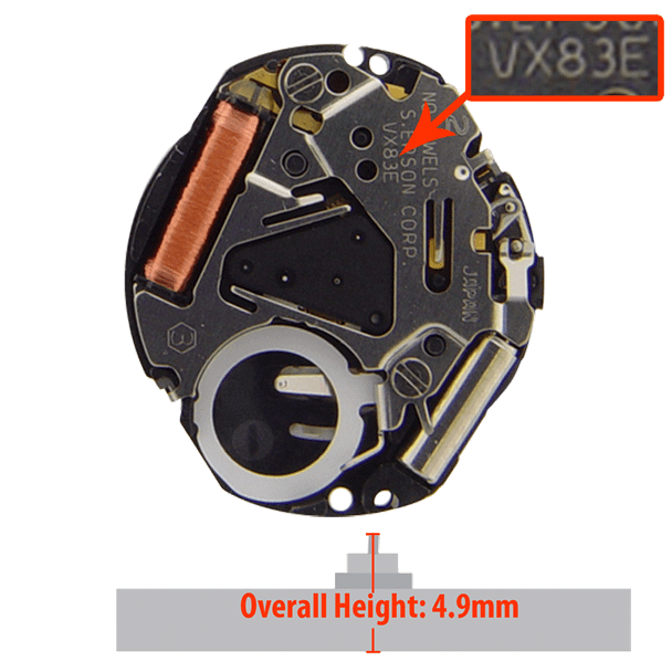 Quartz watch movement for Hattori Japan VX83 repair