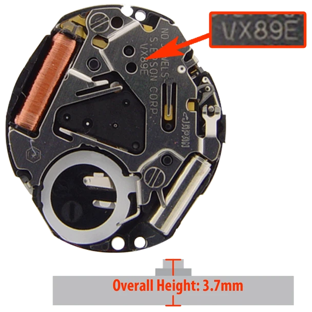 Hattori Japan Watch Movement VX89 Quartz Movements Overall Height 3.7mm