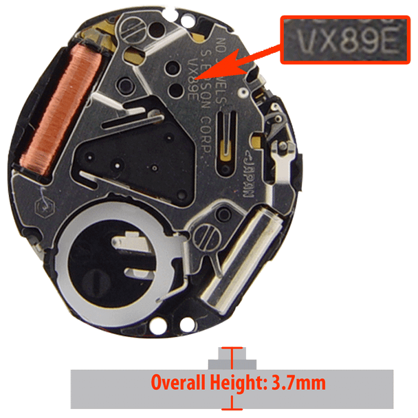 Hattori Japanese VX89-6 quartz movements have a date display