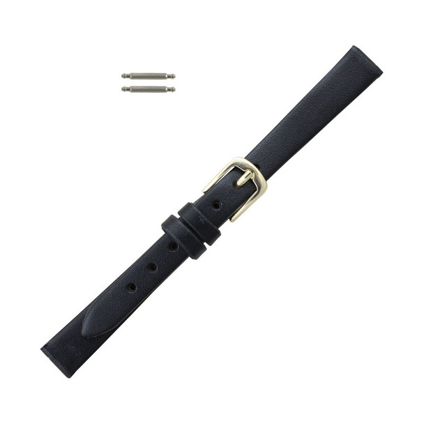 Hadley Roma Black 13mm Leather Watch Band 6 1/4 Inch Length