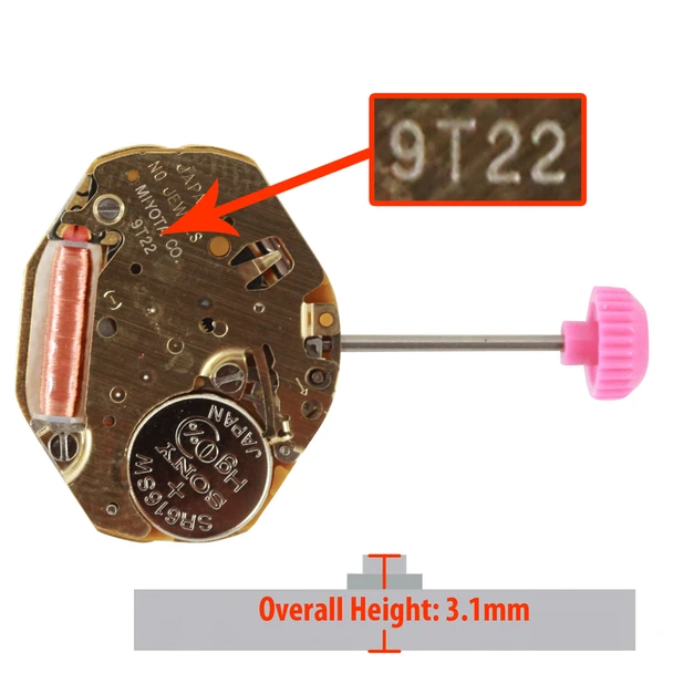 Miyota/Citizen LTD Watch Movement 9T22 Quartz Movements Overall Height 3.1mm