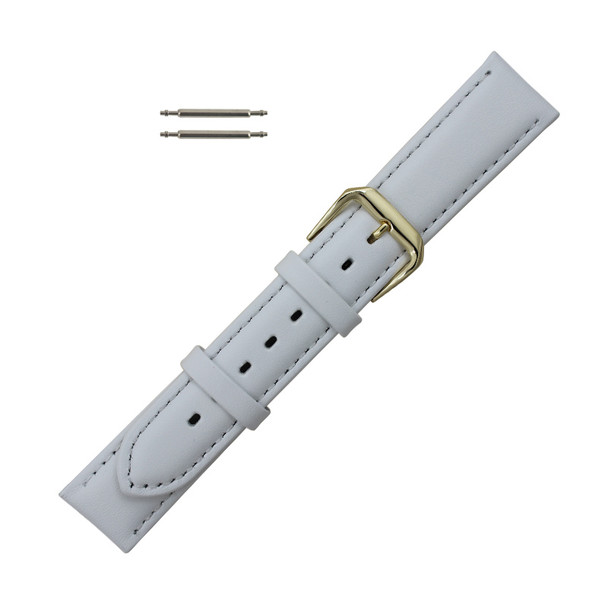 Watch Band 18mm Classic Calf  White Leather 7 1/2 Inch Length