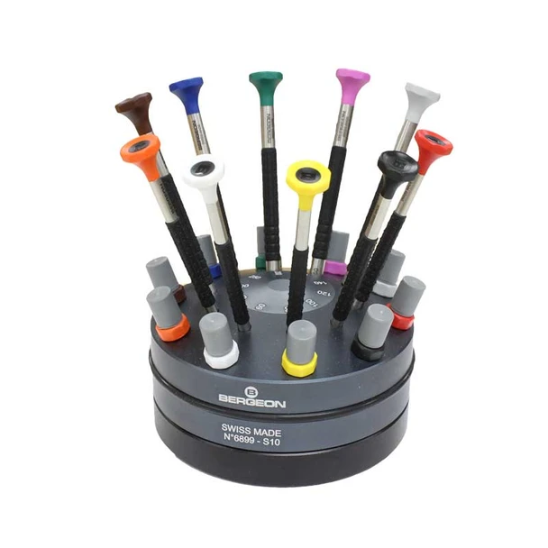 Bergeon 6899-S10 Ergonomic Watchmakers Screwdrivers Set of 10 with Rotating Base