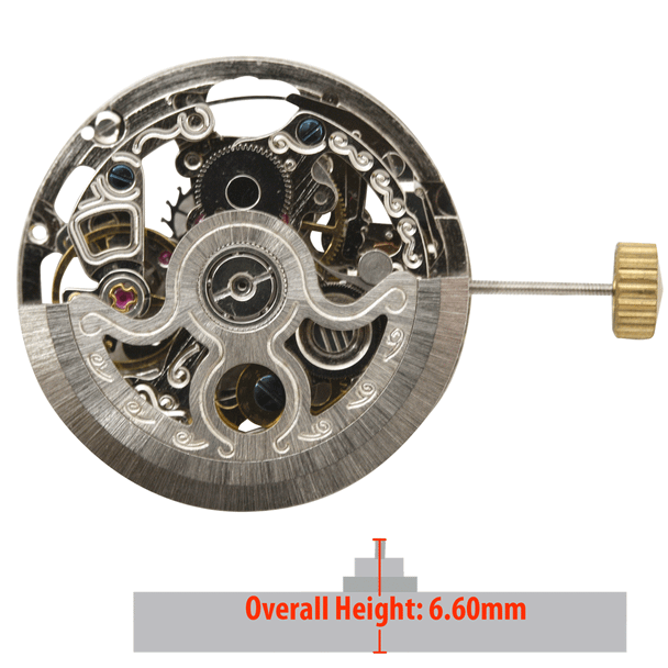 Chinese Mechanical Watch Movement With Silver Plates CH2189S Overall Height 6.6mm