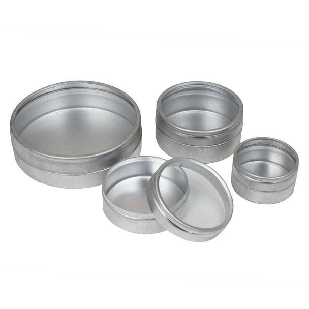 Round Aluminum Boxes with Clear Glass Cover