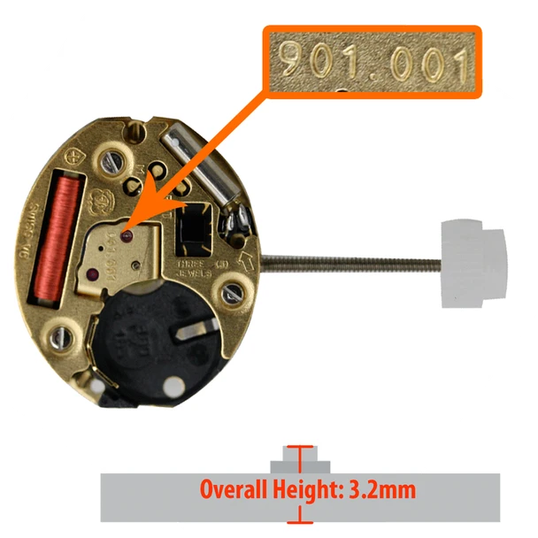 ETA 901.001.0 quartz watch movement replacement