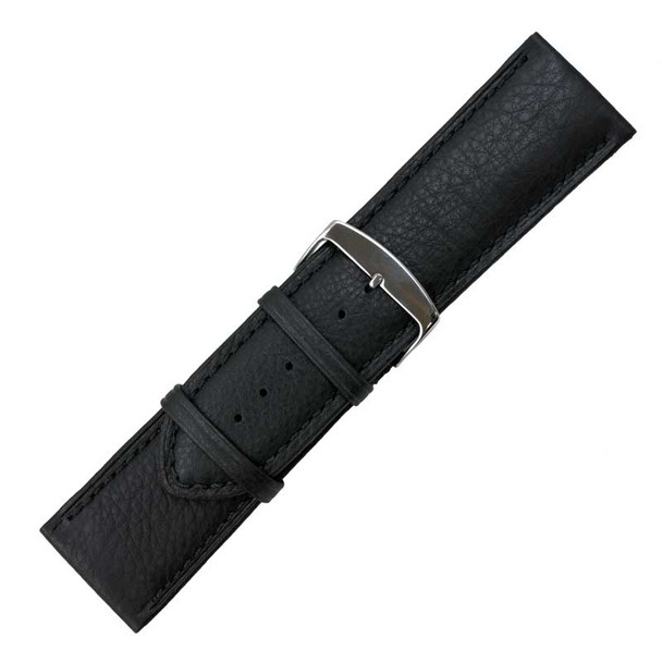 28MM Watch Band Black Calfskin Leather