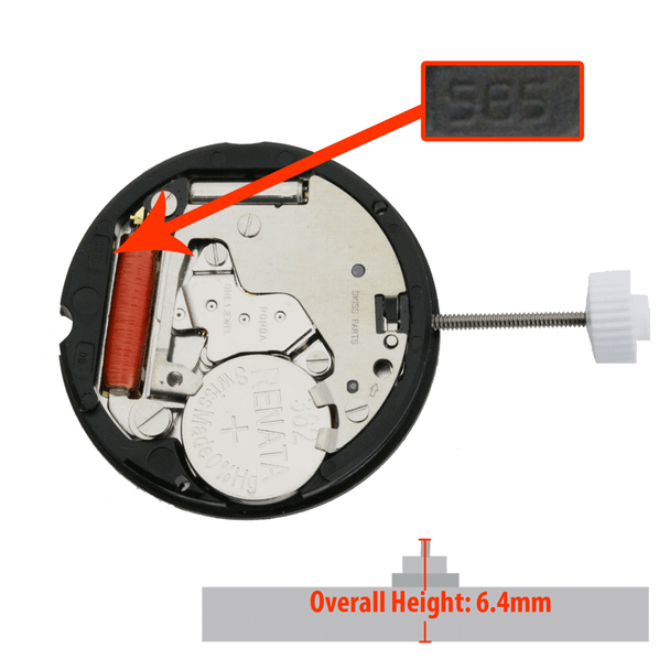 Harley Ronda 3 Hand Quartz Watch Movement HQ585.5 Date at 3:00 Overall Height 6.4mm