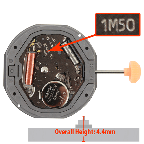 Miyota/Citizen LTD 3 Hand Quartz Watch Movement 1M50 Big Date at 3:00 Overall Height 4.4m