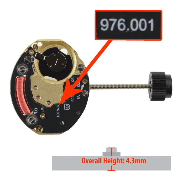 ETA Quartz Watch Movement 976.001.7 Extra High Hand Post Overall Height 4.3mm