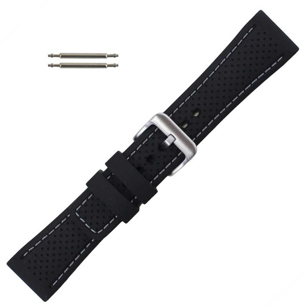 Black 24 mm Silicone Watch Band Sport Strap