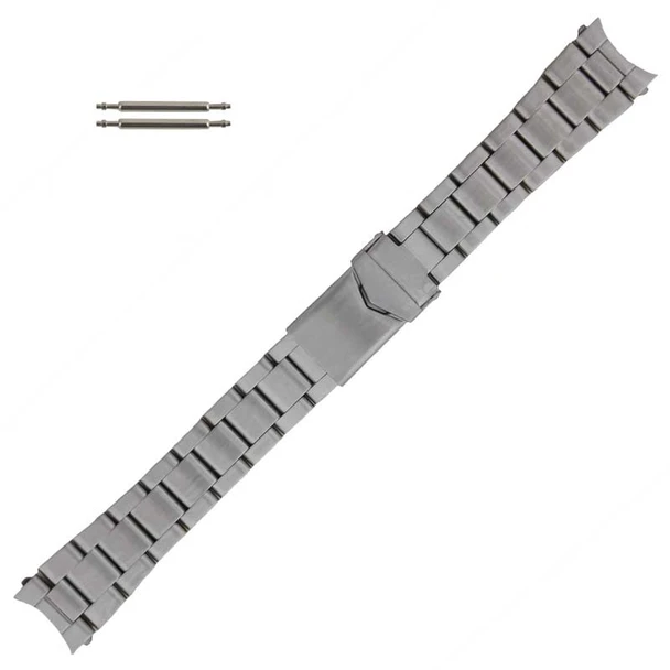 Metal Watch Band Men's Stainless Steel Multiple Curved Ends 18-20 MM