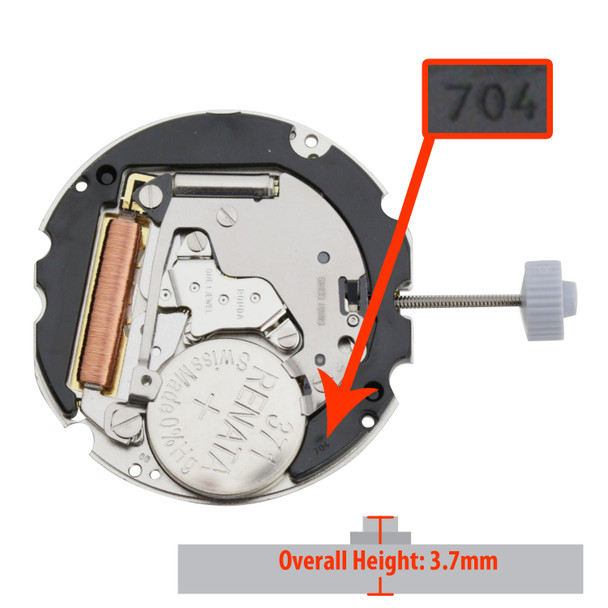 Harley Ronda 2 Hand Quartz Watch Movement HQ705-2 Date at 3:00 Overall Height 3.6mm