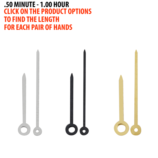 Watch Hands to Fit Minute Hand Hole Size .50mm and Hour Hand Hole Size 1.00mm