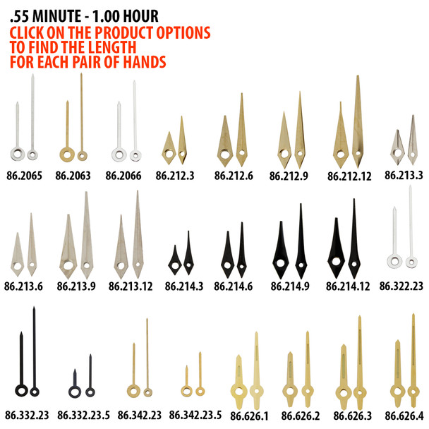 Watch Hands to Fit Minute Hand Hole Size .55mm and Hour Hand Hole Size 1.00mm