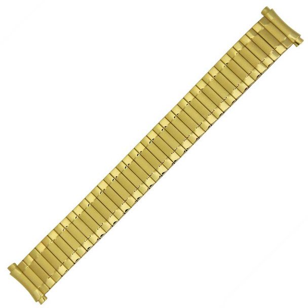 Yellow Gold Tone Metal Expansion Watch Band With Curved Expandable Ends to Fit 18-22MM