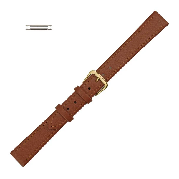 Leather Watch Strap 12mm Light Brown Polished Flat Calf Style 7 1/2 Inch Length