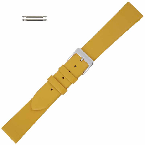 Yellow Leather Long Watch Band 16MM Smooth Calf