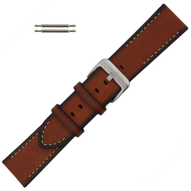Brown Hand Painted Stitched Leather Watch Band 20MM