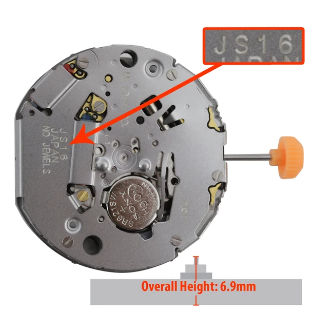 Miyota/Citizen LTD Multifunction Quartz Watch Movement JS16 Overall Height 6.9mm