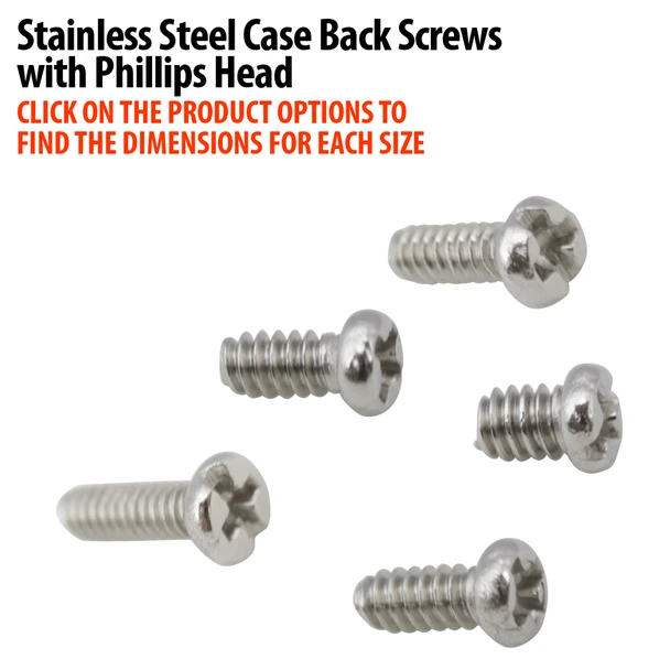 Stainless Steel Case Back Screws With Phillips Head Refills